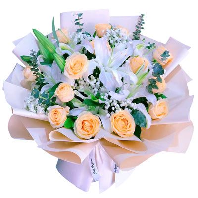 驻马店16朵香槟玫瑰2支百合，爱的温暖和幸福