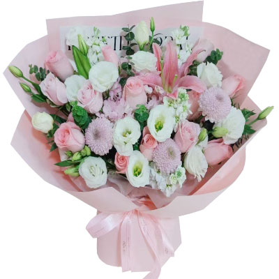 驻马店13朵戴安娜粉玫瑰百合，幸福源泉