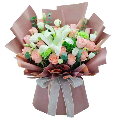 驻马店18朵粉玫瑰百合，永远甜蜜如初