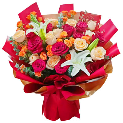 驻马店19朵玫瑰百合，爱情永不凋零