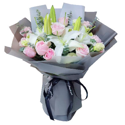 驻马店12朵粉玫瑰百合，爱美丽的芬芳
