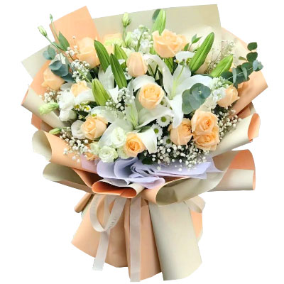 驻马店19朵香槟玫瑰百合，你是我的真爱